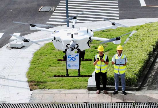 绍兴移动联合巡特警开展5G-A低空通信能力测试。浙江移动供图